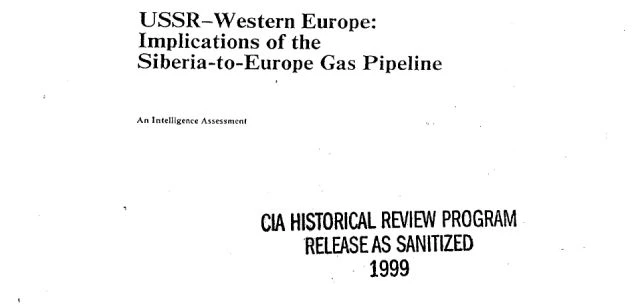Die CIA wusste bereits 1981 alles Ã¼ber das kommende Gas-Fiasko